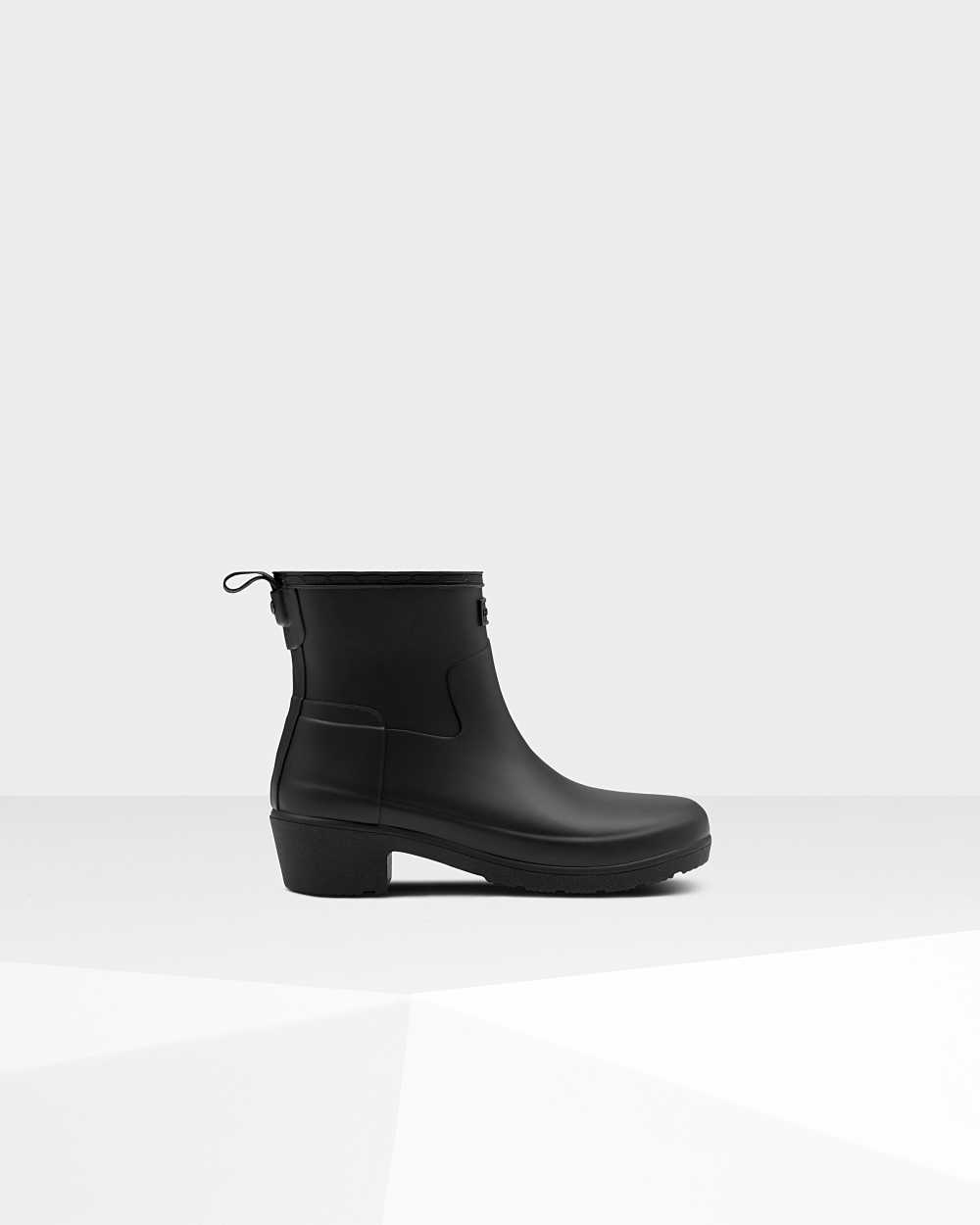 Hunter Refined Slim Fit Low Heel Women's Ankle Boots NZ-17527V Black